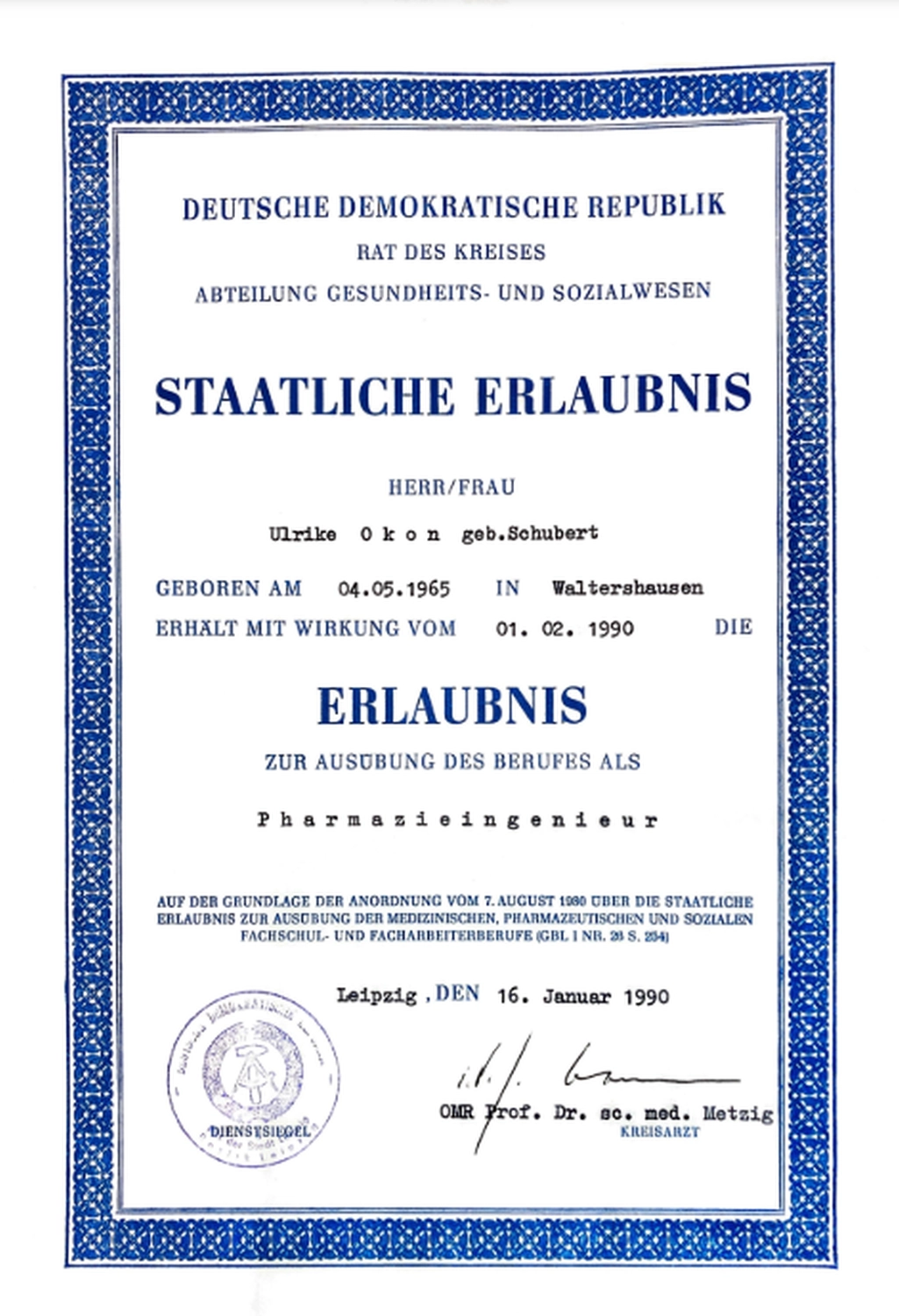 Zertifikate von Naturheilpraxis und Apothekenvertretung
